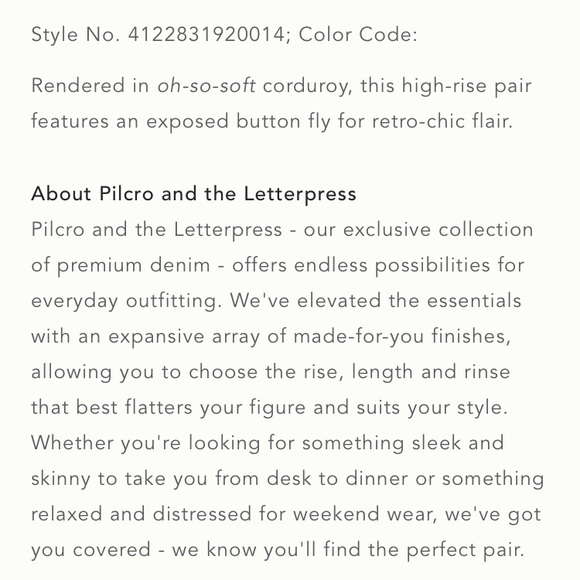 Pilcro High-Rise Button-Fly Skinny Corduroy Pants - Picture 15 of 15